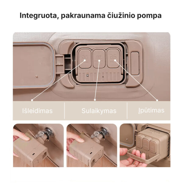 Pripučiamas glamping čiužinys, 152cm su integruojamu kompresoriumi - Image 4