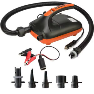 Elektrinė pompa palapinėms12V 20PSI 350L-70L/min su daug antgalių ir laidų elektrai prijungti